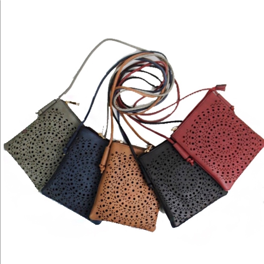 Red Boho Lasercut Crossbody Bag